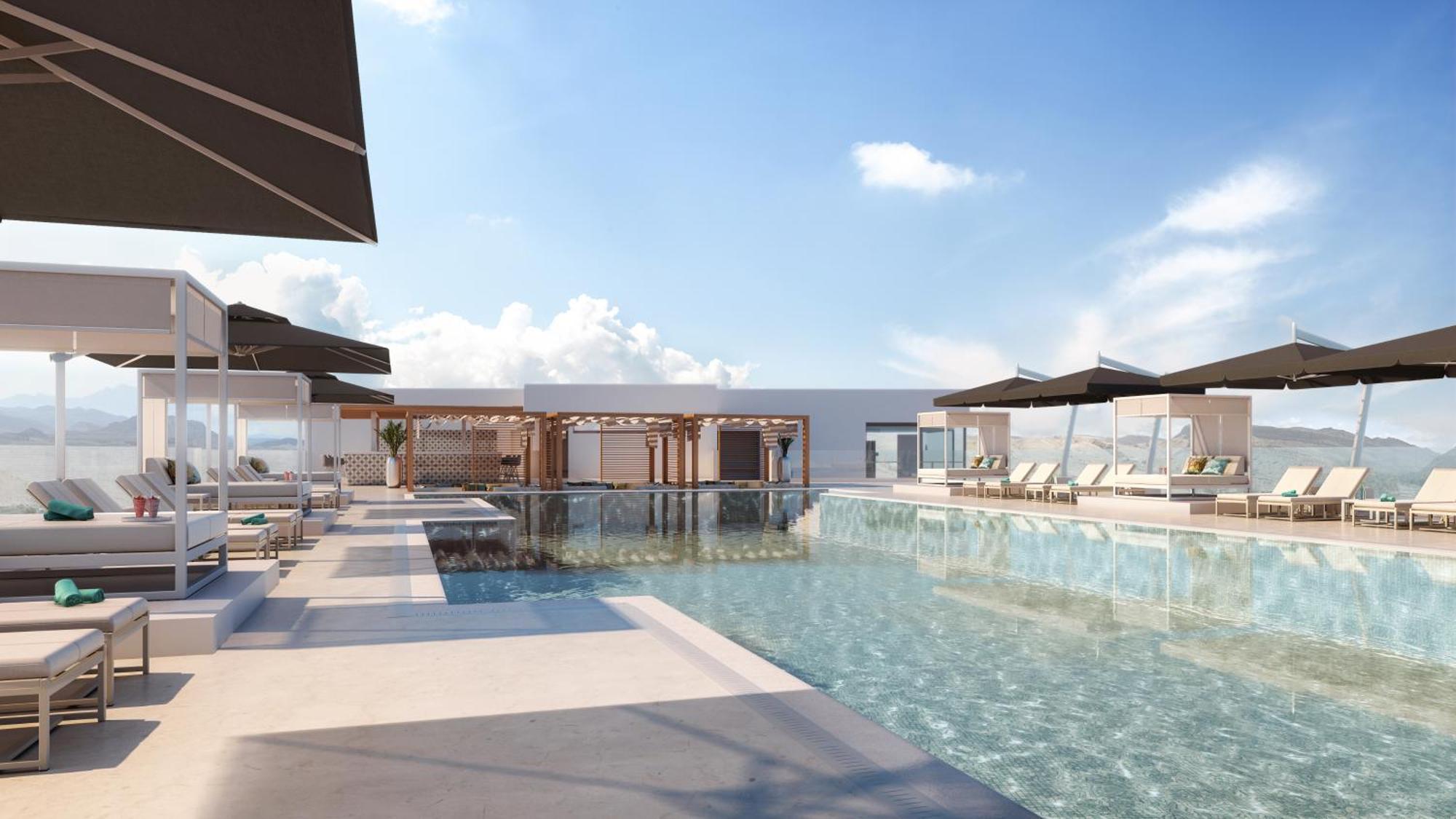 Moevenpick Hotel & Apartments Ghala Маскат Екстер'єр фото The rooftop pool at the hotel